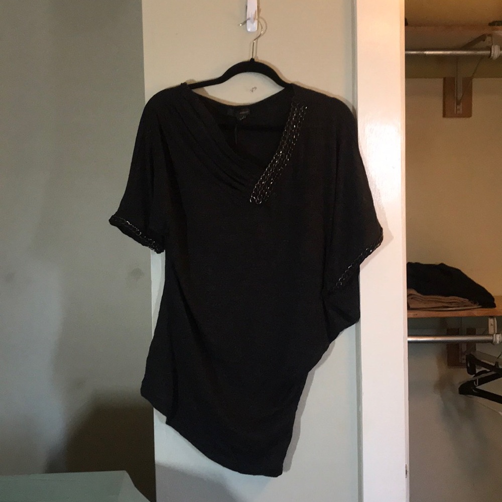 2/$8 Black Asymmetrical Top Sz L Metal Accents